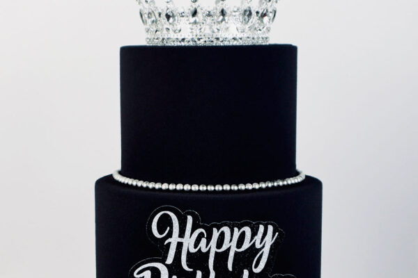 2 Tier Black & Silver Cake