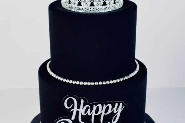 2 Tier Black & Silver Cake