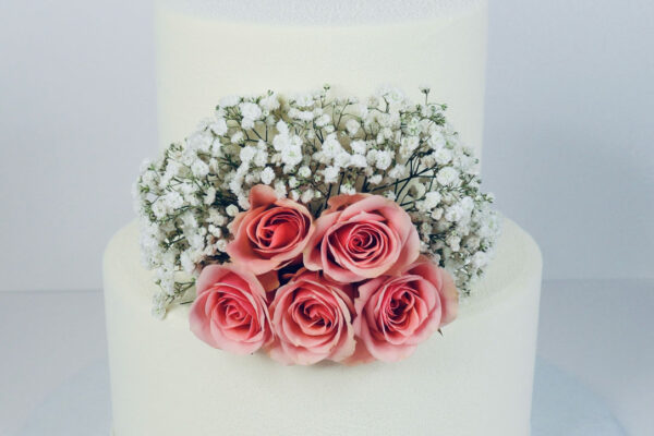 2 Tier Cake With Pink Roses