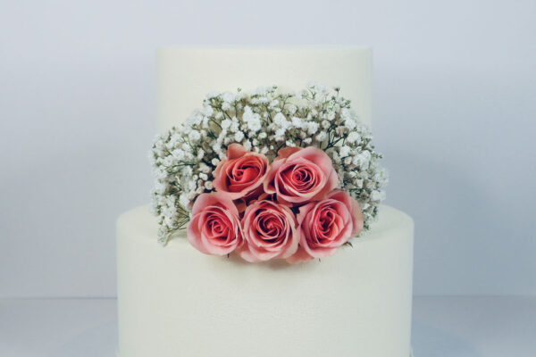 2 Tier Cake With Pink Roses